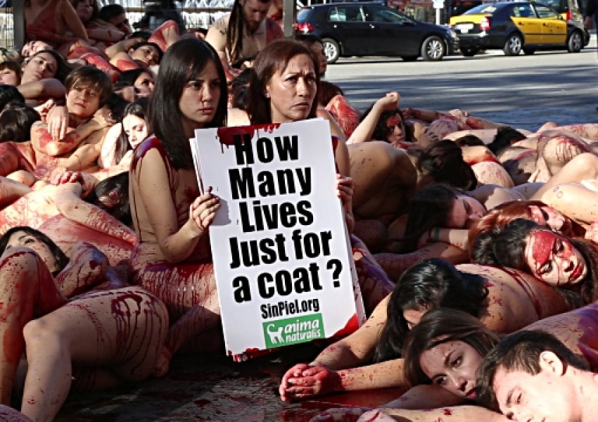 Гол протест заради палта от животинска кожа