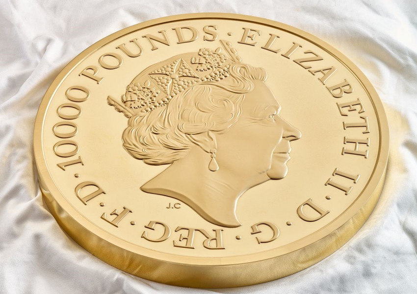 Кралският монетен двор представи уникална 10 килограмова монета от чисто злато