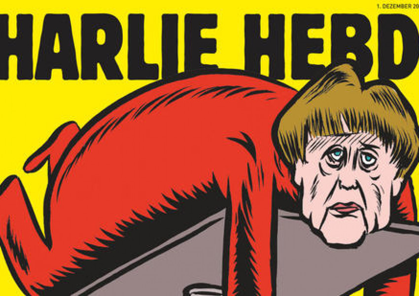 "Шарли Ебдо" се подигра с Меркел още в първия си брой на немски (СНИМКА)