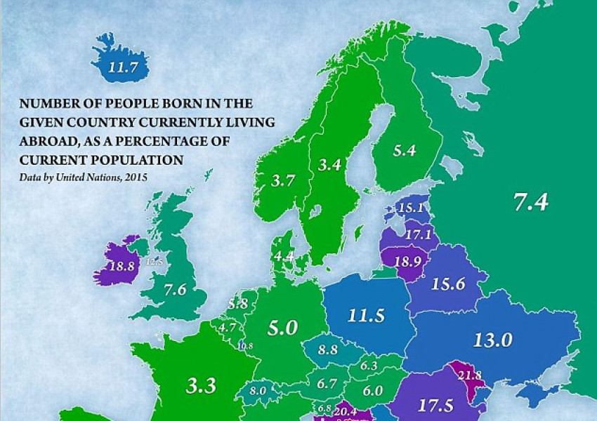 Топ 10 на държавите в Европа с най-много емигранти (КАРТА)