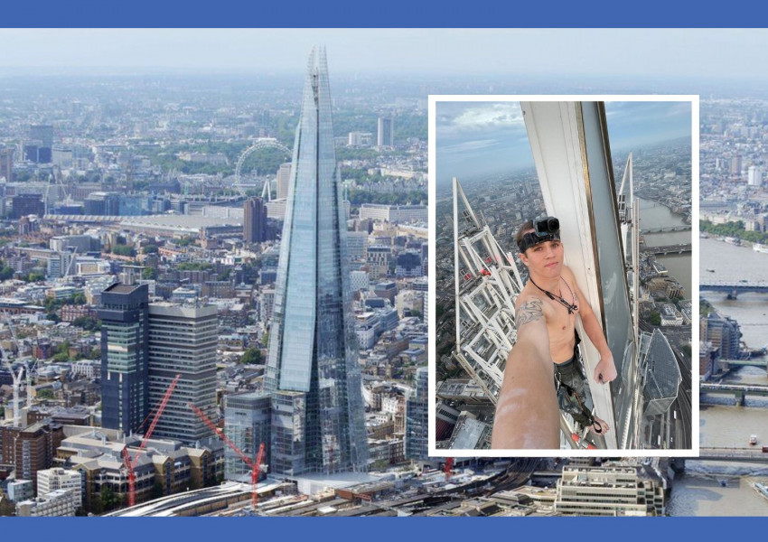 Млад мъж без екипировка изкачи най-високия лондонски небостъргач Шард, който се извисява на почти 310 метра над британската столица