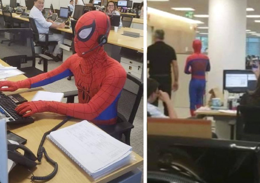 Мъж напусна работата си в банка, облече се като Spider-man