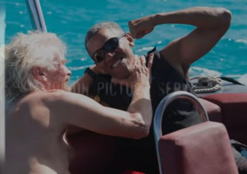 Барак Обама разпуска с Ричард Брансън на частния му остров (ВИДЕО)