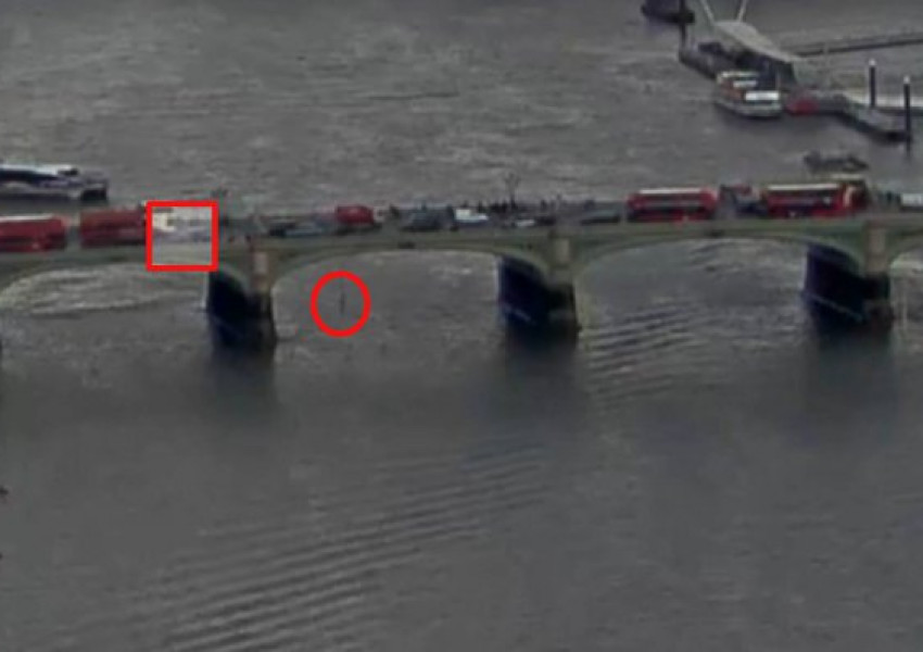 Жена пада от Уестминстърския мост, спасявайки се от сблъсък с колата на атентатора (ВИДЕО)
