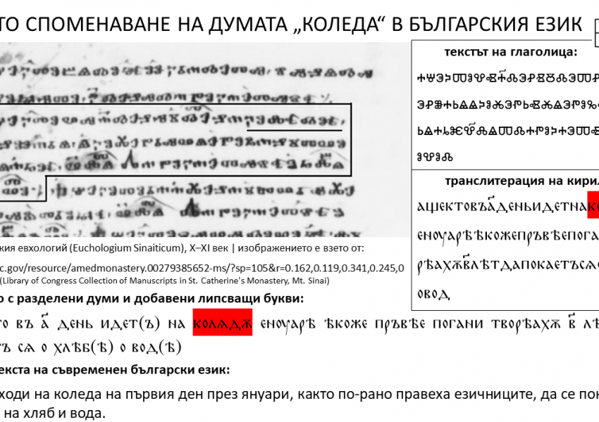 Първото споменаване на думата Коледа в българския език