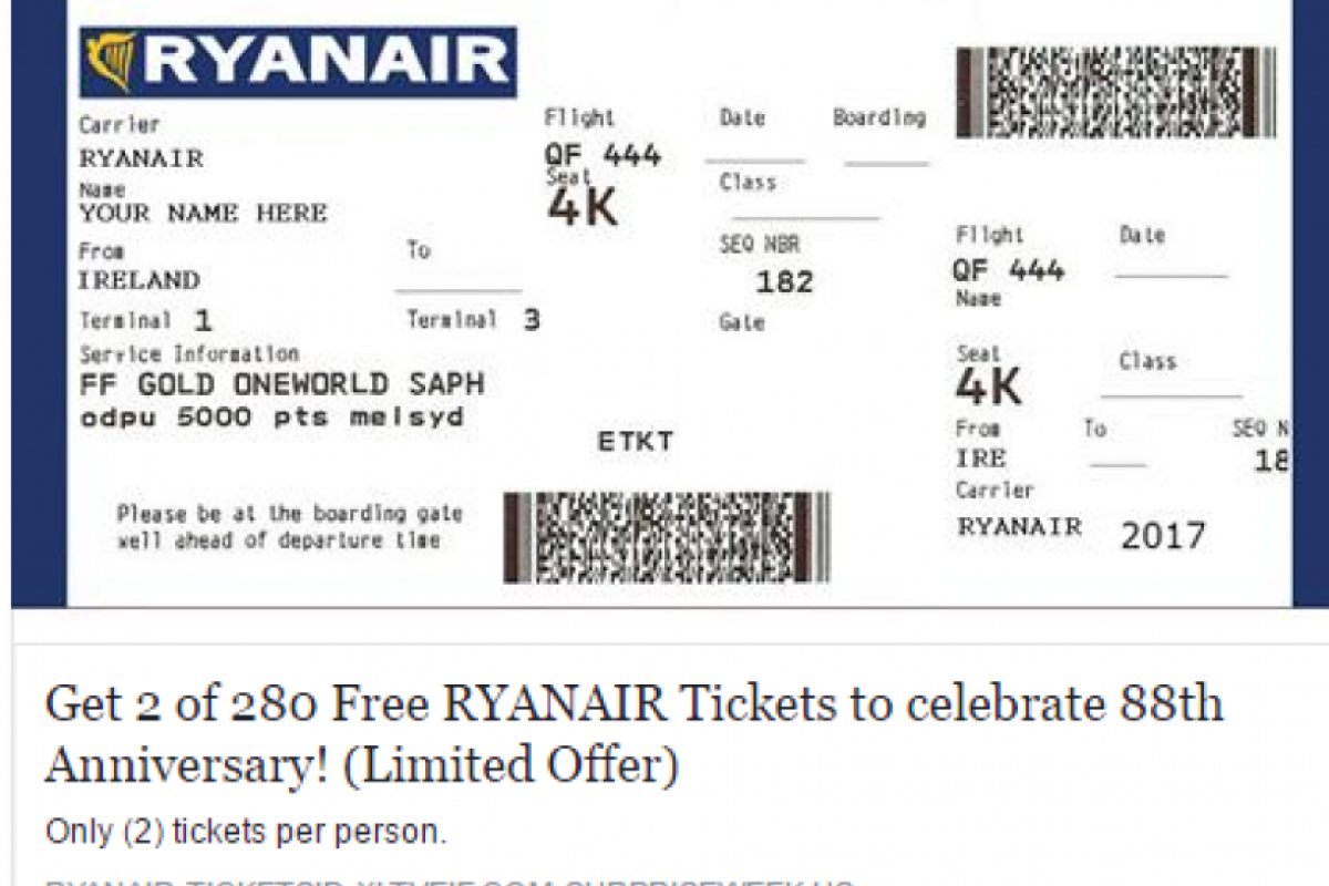 Измамна оферта на Ryanair подлъга хилади във „Фейсбук“ (СНИМКА)