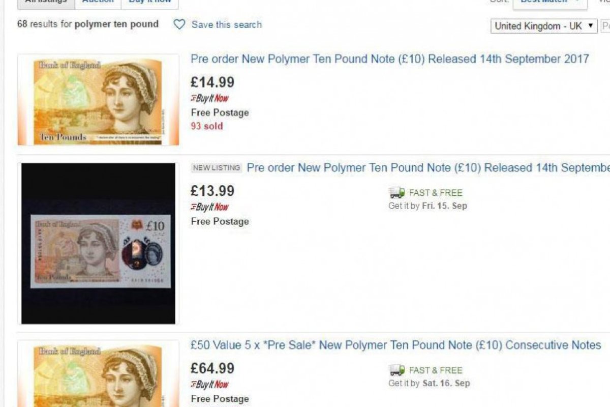 Започнаха продажбите на новата банкнота от 10 паунда в eBay