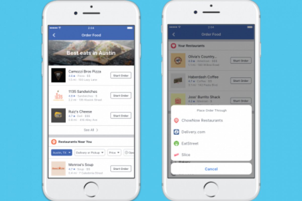 Facebook стартира услуга за поръчка на храна