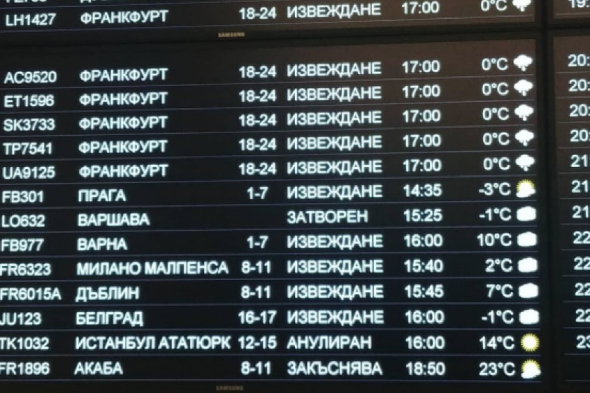Хаос на летище "София" заради обилния снеговалеж