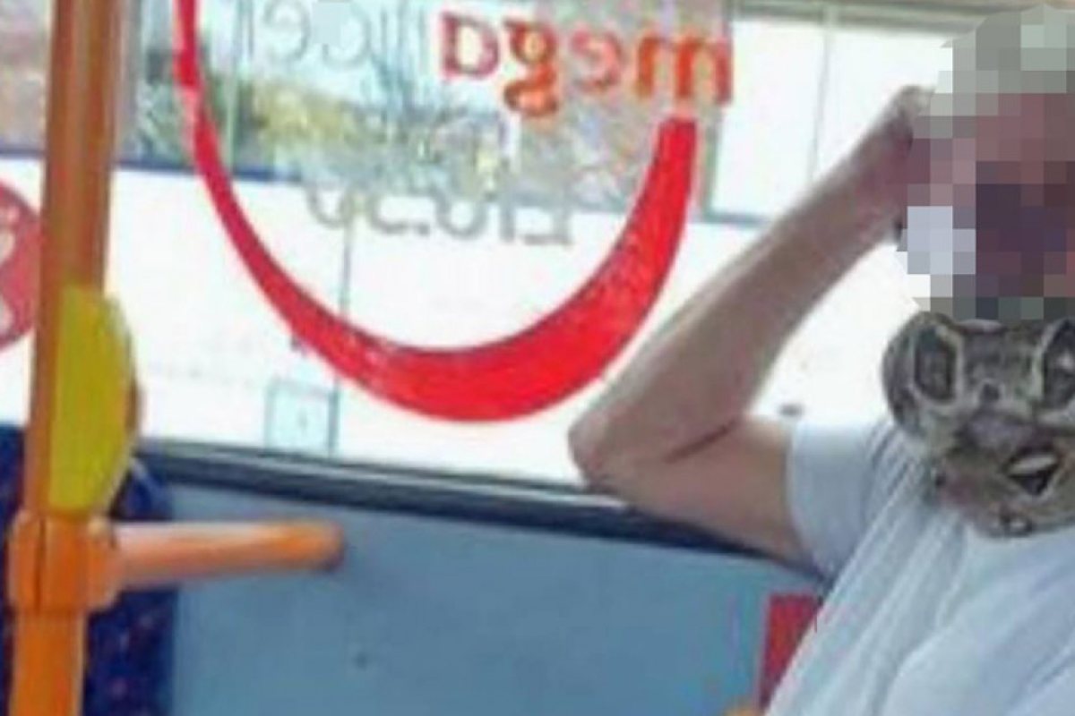 Това може да се случи само в Англия: Мъж използва змия като маска