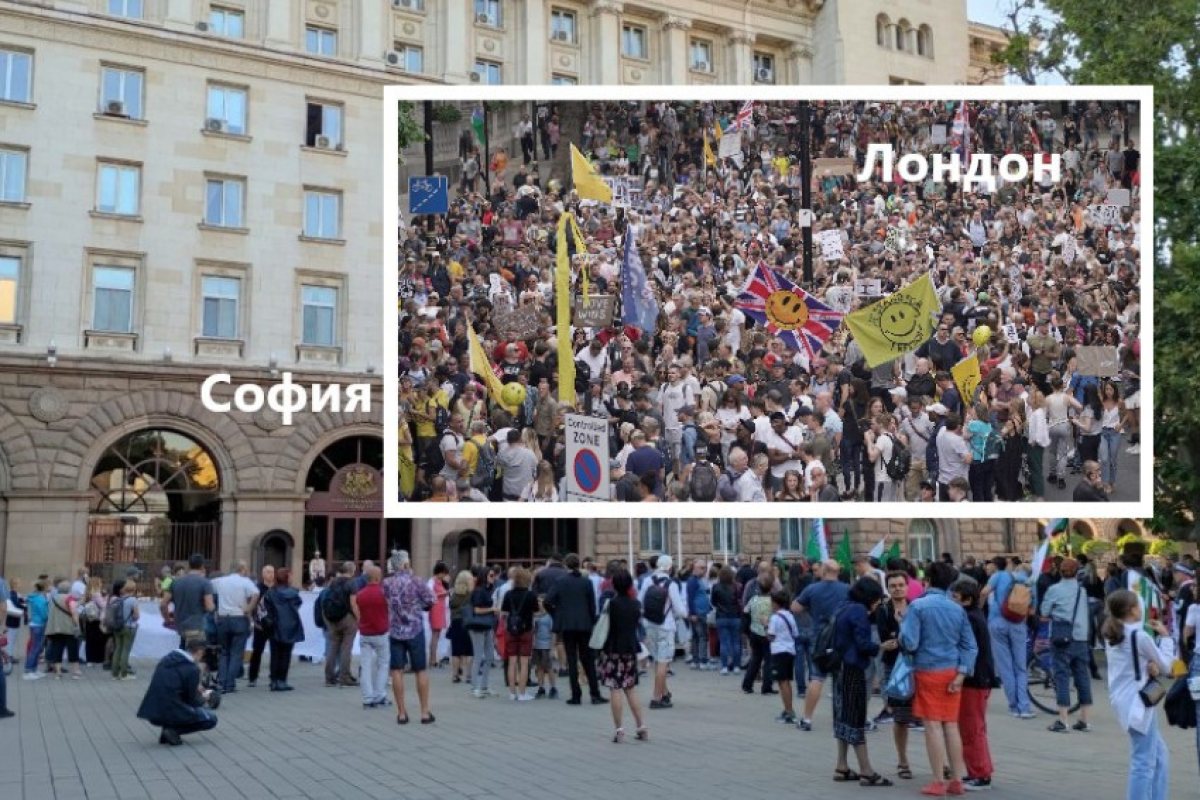 Едва няколкостотин човека протестираха в София срещу ковид-ваксинацията и очакваните нови ограничения. 