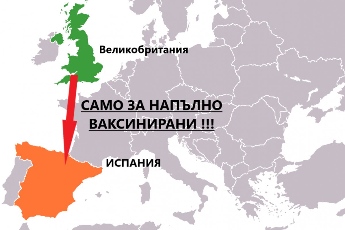 За пътуване от Великобритания до Испания само с пълна ваксинация!