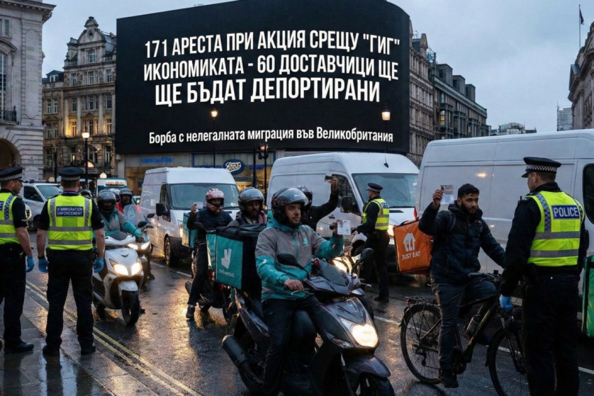 Мащабна акция срещу нелегалния труд: 171 арестувани, 60 доставчици на Deliveroo и Uber Eats, ще бъдат депортирани от Обединеното кралство