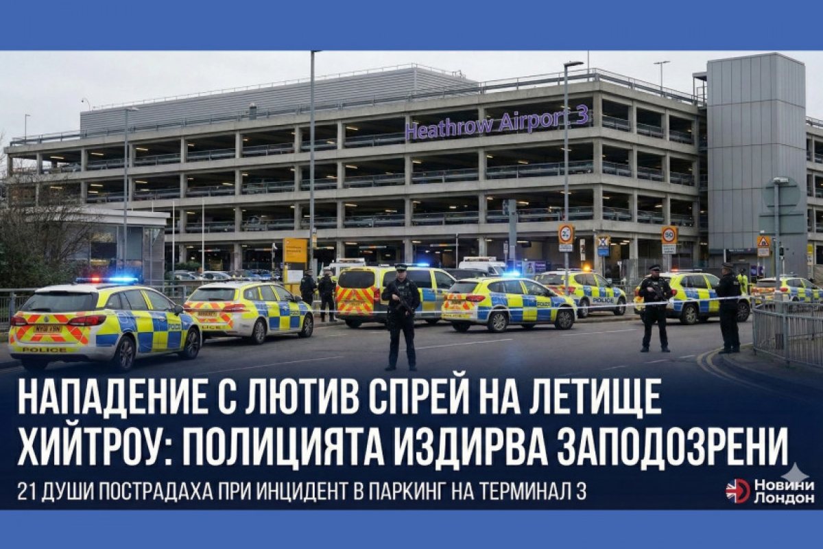 Екшън на „Хийтроу“: 21 обгазени и петима в болница след масова атака с лютив спрей