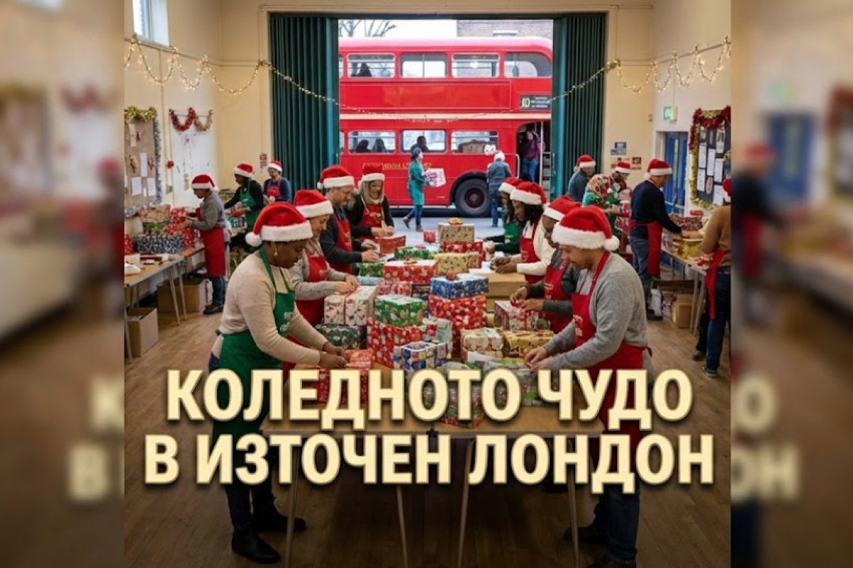 Коледното чудо на Източен Лондон: Червеният автобус с подаръци зарадва деца, които иначе щяха да останат без нищо