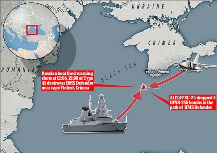 Руски кораб с предупредителни изстрели срещу британски "разрушител" в Черно море