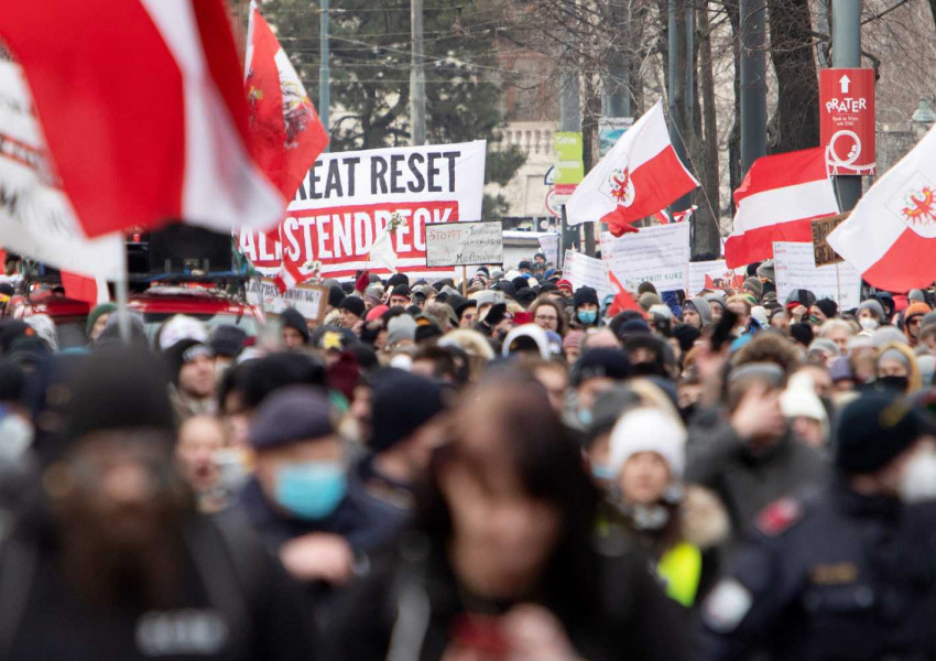 50 000 протестираха срещу строгите ковид ограничения във Виена!