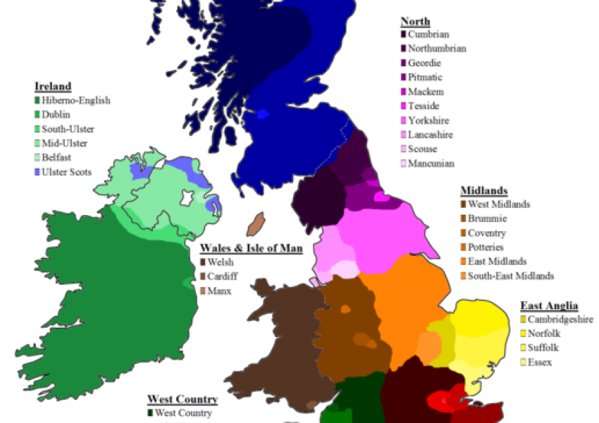 Всички британски акценти в една карта (СНИМКА)