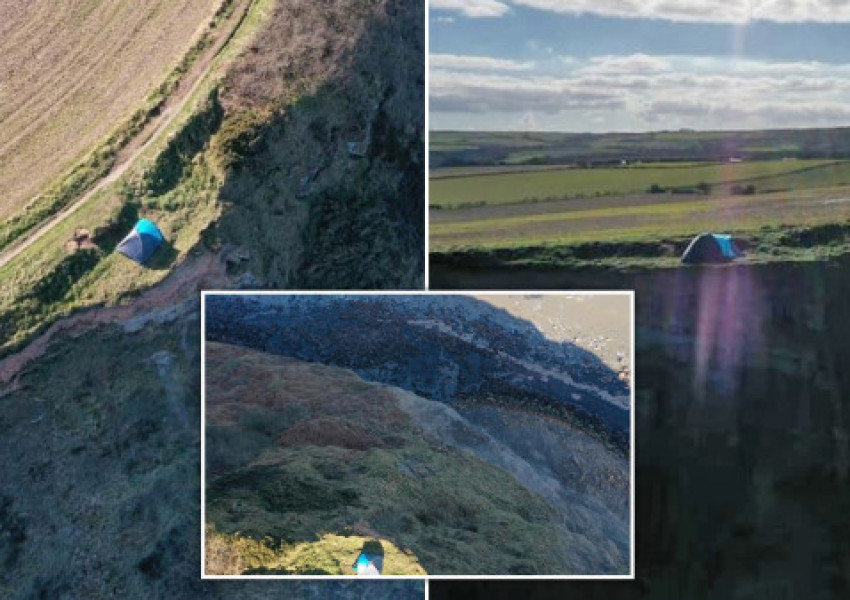 Англия: Семейство с дете разпънали палатка на ръба на пропаст - спасиха ги!