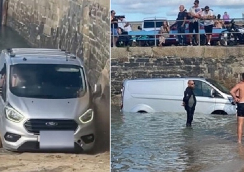 Приливът  "удави" микробус паркирал на плажа в Корнуол