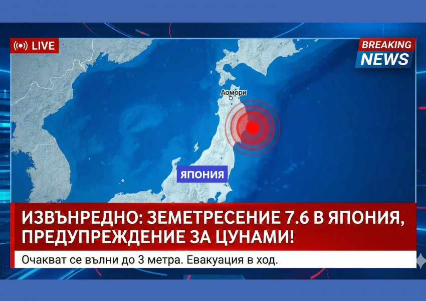ОБНОВЕНА: Мощен трус от 7.6 по Рихтер разлюля Япония, издадено е предупреждение за "опасно цунами"