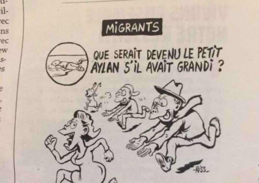 "Шарли Ебдо" се изгаври с паметта на ангелчето Айлян (СНИМКИ)
