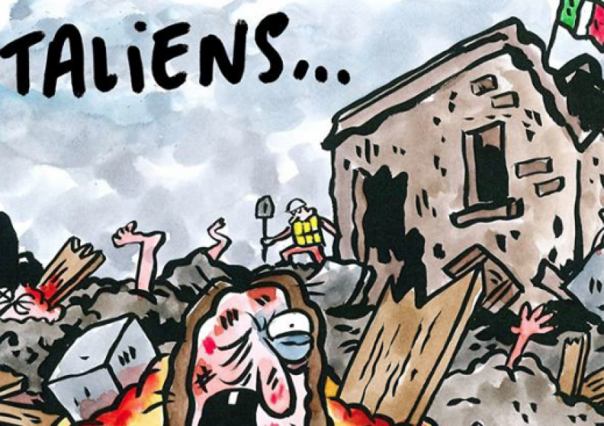 "Шарли ебдо" се подигра с трагедията в Италия (СНИМКИ)