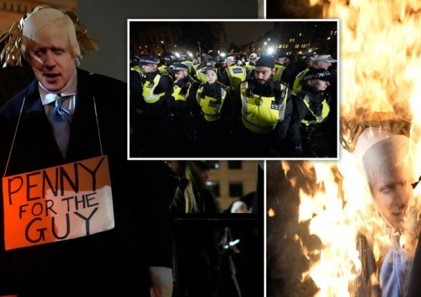 Многохиляден протест срещу правителство в центъра на Лондон! Изгориха чучело на Борис Джонсън!