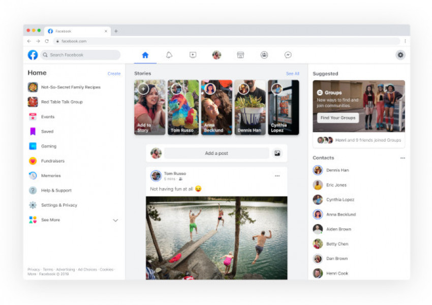 Ето новият дизайн на Фейсбук