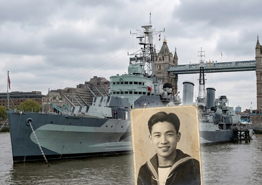 "Невероятно откритие": Мъж разпозна отдавна починалия си дядо на снимка изложена в HMS Belfast (корабът музей закотвен до Тауър Бридж)