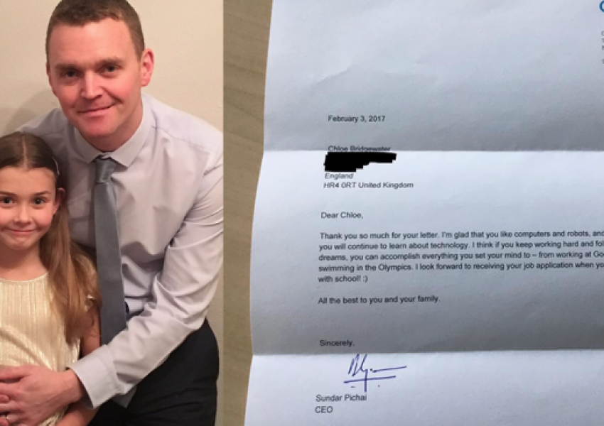 Малко момиченце кандидатства за работа в Google, отговори й шефът на компанията  