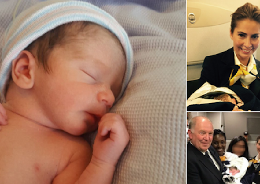 Роденото в самолет бебе - с уникален акт за раждане