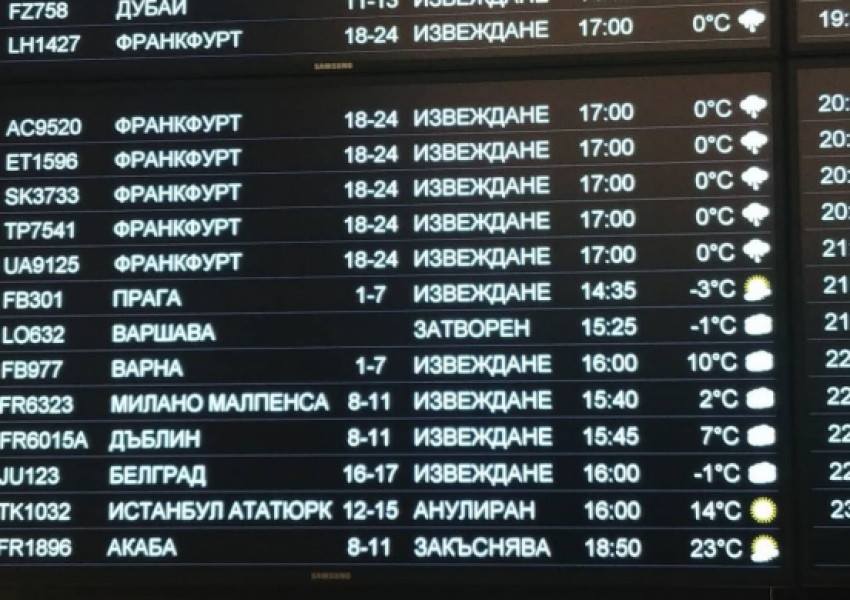 Хаос на летище "София" заради обилния снеговалеж