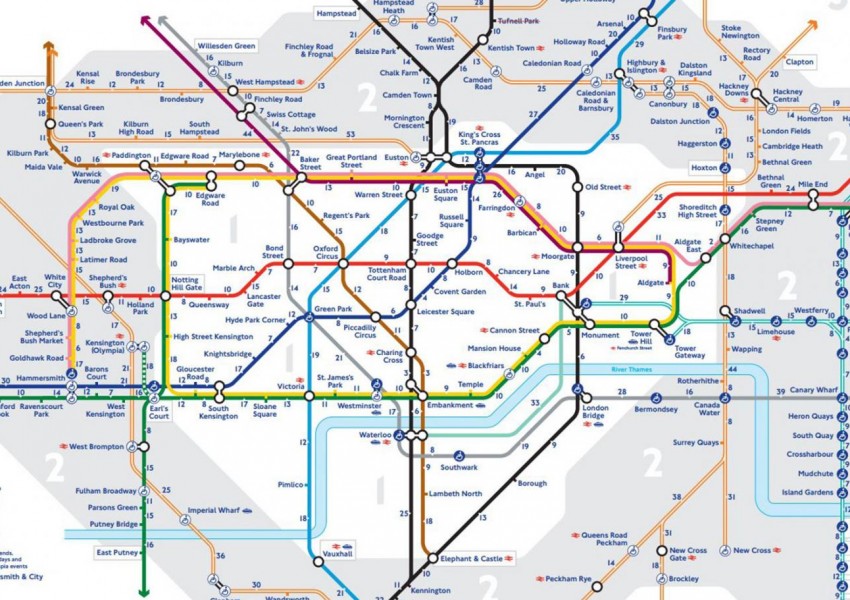Нова карта с разстоянията между метростанциите в Лондон