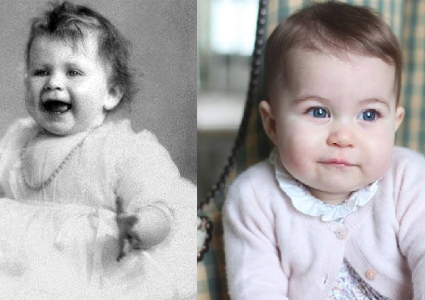 Принцеса Шарлот прилича на кралица Елизабет II като бебе (СНИМКИ)
