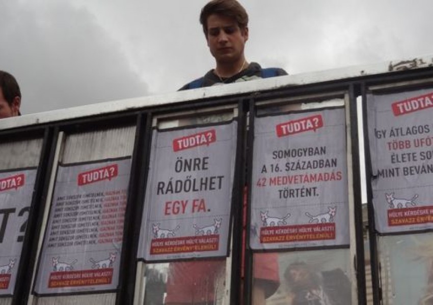 Плакатна война в Унгария иронизира референдума 