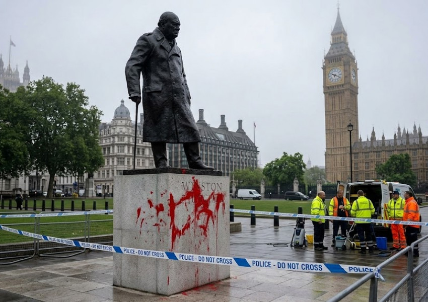 Арест по Закона за тероризма: Оскверниха паметника на Уинстън Чърчил в Лондон